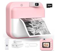 Teoryieer Macchina Fotografica Bambini, Schermo 2.0 HD Pollici e 48 MP, Scheda da 32 GB e 3 Rotoli di Carta Fotografica, 1080P Macchina Fotografica Istantanea, Adatto Bambini dai 3 ai 12 Anni (Rosa)