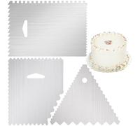 Teouuas 3 Pezzi Raschietti per Torte, Acciaio Inossidabile Spatole per Dolci, Lisciatore di Crema di Burro, Raschietto per Decorare Torte, Stampo per Torta, per Livellare I Bordi delle Torte