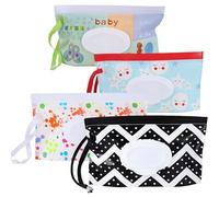 Teouuas 4 Pezzi Sacchetti per Salviettine, Confezione Sacchetti Riutilizzabili per Salviette per Bambini, Borsa per Salviette, Dispenser di Salviett Ricaricabili Portatili, per Viaggi, Casa (Stile 1)