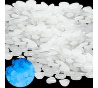 Teouuas 400 Pezzi Pietre Luminose, Bianche Ciottoli Luminosi, Pietre Luminose da Giardino, Sassi da Giardino, Ciottoli Fluorescenti per Acquario, Terrrazza, Decorazione Esterna e Vasi con Piante