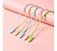 Teouuas 5 Pezzi Catenella Ciuccio, Catenella Portaciuccio in Silicone, Senza BPA, Catenelle per Ciuccio Monoblocco Flessibile, Catena Ciuccio per Passeggino, Seggiolone, Auto, Ragazzi e Ragazze