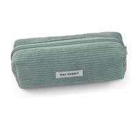 Teouuas Pencil Case, Astuccio in Tessuto a Coste Portatile, Astuccio in Velluto a Coste, Astuccios in Velluto a Costes a Doppio Strato, per Scuola, Casa e Ufficio (Grigio-Azzurro Chiaro)