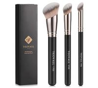 TEOYALL Set di 3 pennelli Kabuki sintetici angolati per fondotinta, contouring, lucidatura, con liquidi, crema e cipria