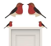 TEOZBLU 2 Pcs Decorazioni Parete a Forma di Uccello In Legno,Wall Sculptures,Decorazione per la Casa, Decorazioni Murali,Pettirosso di Legno Rosso,Decorazione per Stipite Della Porta, Balcone, Salotto