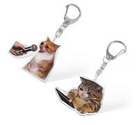 TEOZBLU 2 Pcs Divertente Portachiavi Con Gatto, Carino Tendenza Borsa Chiave Ciondolo, Ciondolo Portachiavi A Zaino, Ciondolo Ricordo Per Il Regalo Di Compleanno Della Borsa Dello