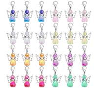 TEOZBLU 24 Pcs Portachiavi Angelo Custode, Bomboniere Comunione e Battesimo,regalini per bambini prima comunione, portachiavi comunione,Ciondoli Angioletti per Regalini Fine Festa,Compleanno e Cresima