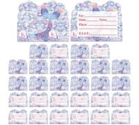 TEOZBLU 30Pcs Inviti Compleanno Bambina,Biglietti Invito Compleanno Dei Bambini,Patines Per Bambino,14x11 cm,Motivo Sirena sognante,Inviti Battesimo Per Ragazze Ragazzi,Feste Di Compleanno Per Bambini
