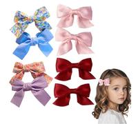 TEOZBLU 4 Paio accessori capelli bambina, Fiocco Capelli Donna, Mollette Capelli Elegante con Fiocco in Gros-grain, Accessori per Capelli Moda Ragazze Matrimonio Compleanno (Rosso/Rosa/Blu/Viola)