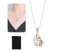 TEOZBLU Collana con cane, Collana con abbraccio di cane e ragazza, regalo perfetto per ragazze, figlie, madri, amiche - Materiale in Lega
