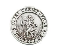TEOZBLU Medaglia San Cristoforo Clip Parasole Auto, Accessori Sicurezza Guida e Regalo Religioso per Autisti, Genitori e Amici, Ciondolo Portafortuna Viaggio Universale