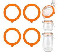 TEOZBLU Pack of 4 Replacement Silicone Gaskets, Airtight Jar Seals, Replacement Seals for Preserves and Preserves, Replacement Seals-Arancione