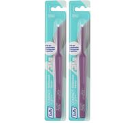 TEPE Compact Tuft Spazzolino da denti con testina rotonda per una pulizia accurata della bocca anche in impianti o protesi colorati Assortiti (Confezione da 2)