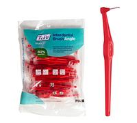 TePe, scovolino interdentale angolato, per la pulizia dei denti, confezione da 25, 0,5 mm, per spazi extra piccoli/piccoli, rosso, taglia 2