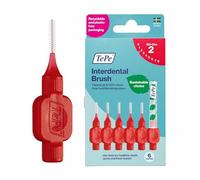 TePe Spazzolino interdentale originale, morbido spazzolino dentale per la pulizia dei denti, confezione da 6 pezzi, 0,5 mm, spazi extra piccoli/piccoli, rosso, misura 2