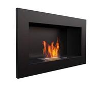 Teporus Camino Murale a Bioetanolo ad Incasso - FireWall, Bruciatore a Serranda Regolabile, Ecologico, 2.0 kW, Nero