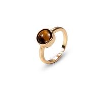 Teppdfann Anello in oro occhio di tigre, regolabile, vintage, aperto, marrone, da donna, minimalista, pietra naturale occhio di tigre, gioiello regalo