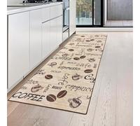 Teppich-Traum Runner da cucina Coffee Beige con supporto in gel e scritte in marrone Dimensione 80 x 250 cm