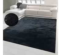 Teppich-Traum Tappeto camera da letto ingresso bagno antiscivolo morbido con un look semplice in nero 120 x 160 cm