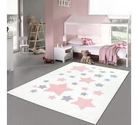 Teppich-Traum Tappeto Camera dei bambini Stars Soft in rosa, grigio e bianco 160x230 cm