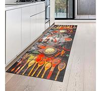 Teppich-Traum Tappeto Cucina lavabile • Bastoncini Cannella e Peperoncino • verde grigio Dimensione 80 x 300 cm