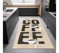 Teppich-Traum Tappeto da cucina beige e nero, motivo caffè, 80 x 300 cm | Motivo caffè beige e nero, resistente, facile da pulire, retro antiscivolo, adatto per persone allergiche