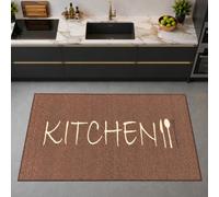 Teppich-Traum Tappeto da cucina marrone, motivo scritte, 80 x 300 cm | Grafica marrone, resistente, facile da pulire, retro antiscivolo, adatto per persone allergiche, privo di sostanze nocive