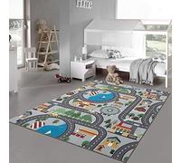 Teppich-Traum Tappeto Gioco per Bambini Paesaggio Urbano - ruota panoramica Montagne - grigio 140x200 cm