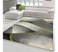 Teppich-Traum Tappeto Moderno da Salotto con Design a Onde in Verde Grigio Antracite - Molto Resistente Größe 240 x 340 cm
