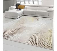 Teppich-Traum Tappeto moderno Design per il Soggiorno Rami di Palma | easy care | crema oro, 160x230 cm