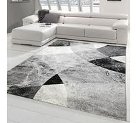 Teppich-Traum Tappeto Moderno Marmo con Design Astratto a Rombi Ondulato in Nero Grigio - Resistente Größe 140x200 cm