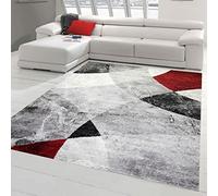 Teppich-Traum Tappeto Moderno Marmo con Design Astratto a Rombi Ondulato in Rosso Grigio - Resistente Größe 140x200 cm