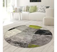 Teppich-Traum Tappeto Moderno Marmo con Design Astratto a Rombi Ondulato in Verde Grigio - Resistente Größe 160 cm Rund