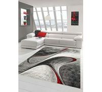 Teppich-Traum Tappeto Moderno Tappeto Soggiorno Tappeto di Design in Grigio Rosso Größe 160x230 cm
