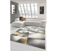 Teppich-Traum Tappeto Moquette Tappeto Moderno Soggiorno Pastello in Giallo Grigio Größe 80 x 300 cm