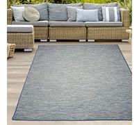 Teppich-Traum Tappeto per interni e per esterni balcone terrazza veranda utilizzabile su entrambi i lati resistente alle intemperie aspetto sisal monocolore blu, 120 x 160 cm