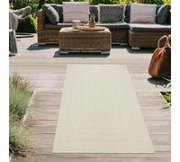 Teppich-Traum Tappeto per interni e per esterni Corridor runner terrazza balcone giardino motivo a linee in forma rettangolare aspetto juta crema, 60 x 180 cm
