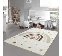 Teppich-Traum Tappeto per la camera dei bambini stanza dei giochi facile da pulire stelle arcobaleno crema brillante e robusto, 160 x 220 cm