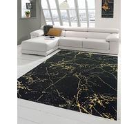 Teppich-Traum Tappeto per Soggiorno Tappeto Aspetto Marmo in Oro Nero Größe 120x170 cm