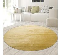 Teppich-Traum Tappeto Shaggy Soggiorno Flokati Pelo Alto e Lungo Morbido - in Oro - bassa manutenzione, 120 cm rotondo