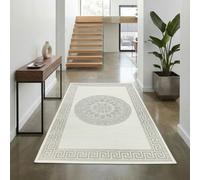 Teppich-Traum Tappeto Soggiorno Camera da letto Corridoio runner lungo a pelo corto orientale elegante lucido crema grigio 100x200 cm