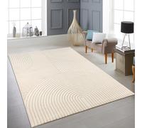 Teppich-Traum Tappeto stile moderno minimalista con sottili curve e linee delicate al tatto, durevole, indeformabile, sobrio eleganza per soggiorno, sala da pranzo, sonno, crema 200 x 290 cm