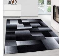 Teppium Moderno Tappeto per Soggiorno 160x230 cm, Bianco e Nero, Design a Quadri - Tappeto a Pelo Corto Extra Morbido e Facile da Pulire, Lavabile, Ideale per Cucina, Camera da Letto e Sala da Pranzo