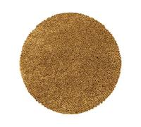 Teppium Moderno Tappeto Salotto 120 cm Rotondo Color Oro - Shaggy Tappeto per scendiletto Camera da Letto, Cucina y Soggiorno - Tappeto Morbido y Fluffy, Monocromatico, Facile Manutenzione