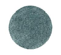 Teppium Moderno Tappeto Salotto 160 cm Rotondo Blu Acqua - Shaggy Tappeto per scendiletto Camera da Letto, Cucina y Soggiorno - Tappeto Morbido y Fluffy, Monocromatico, Facile Manutenzione