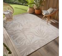 Teppium Tappeto da Esterno Beige 140x200 cm, Resistente agli Agenti Atmosferici & UV, Ideale per Cucina, Balcone, Terrazza, Soggiorno e Sala da Pranzo, Design di foglie di palma