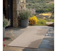 Teppium Tappeto da Esterno Beige 80x250 cm, Resistente agli Agenti Atmosferici & UV, Ideale per Cucina, Balcone, Terrazza, Soggiorno e Sala da Pranzo, Design a tinta unita con bordo