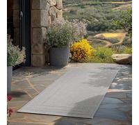 Teppium Tappeto da Esterno Grigio 80x250 cm, Resistente agli Agenti Atmosferici & UV, Ideale per Cucina, Balcone, Terrazza, Soggiorno e Sala da Pranzo, Design a tinta unita con bordo