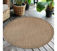 Teppium Tappeto da Esterno Impermeabile 160 cm Rotondo Marrone - Tappeto Resistente alle Intemperie e Lavabile in Lavatrice - Tappeto per Campeggio, Giardino, Balcone, Terrazza