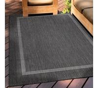 Teppium Tappeto da Esterno Impermeabile 160x230 cm Nero - Tappeto Resistente alle Intemperie e Lavabile in Lavatrice - Tappeto per Campeggio, Giardino, Balcone, Terrazza
