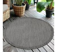 Teppium Tappeto da Esterno Impermeabile 200 cm Rotondo Nero - Tappeto Resistente alle Intemperie e Lavabile in Lavatrice - Tappeto per Campeggio, Giardino, Balcone, Terrazza